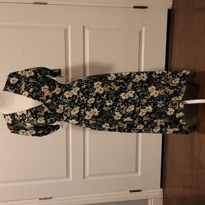 ASTR, size large, green/black floral dress, hi-lo maxi-length